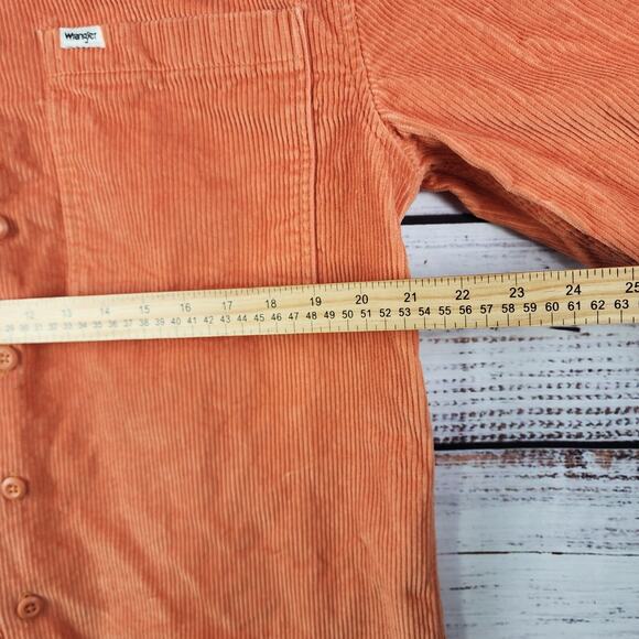 Wrangler Women’s Small Corduroy Shirt Jacket Orange Wide Wale Button Workwear - Picture 7 of 7